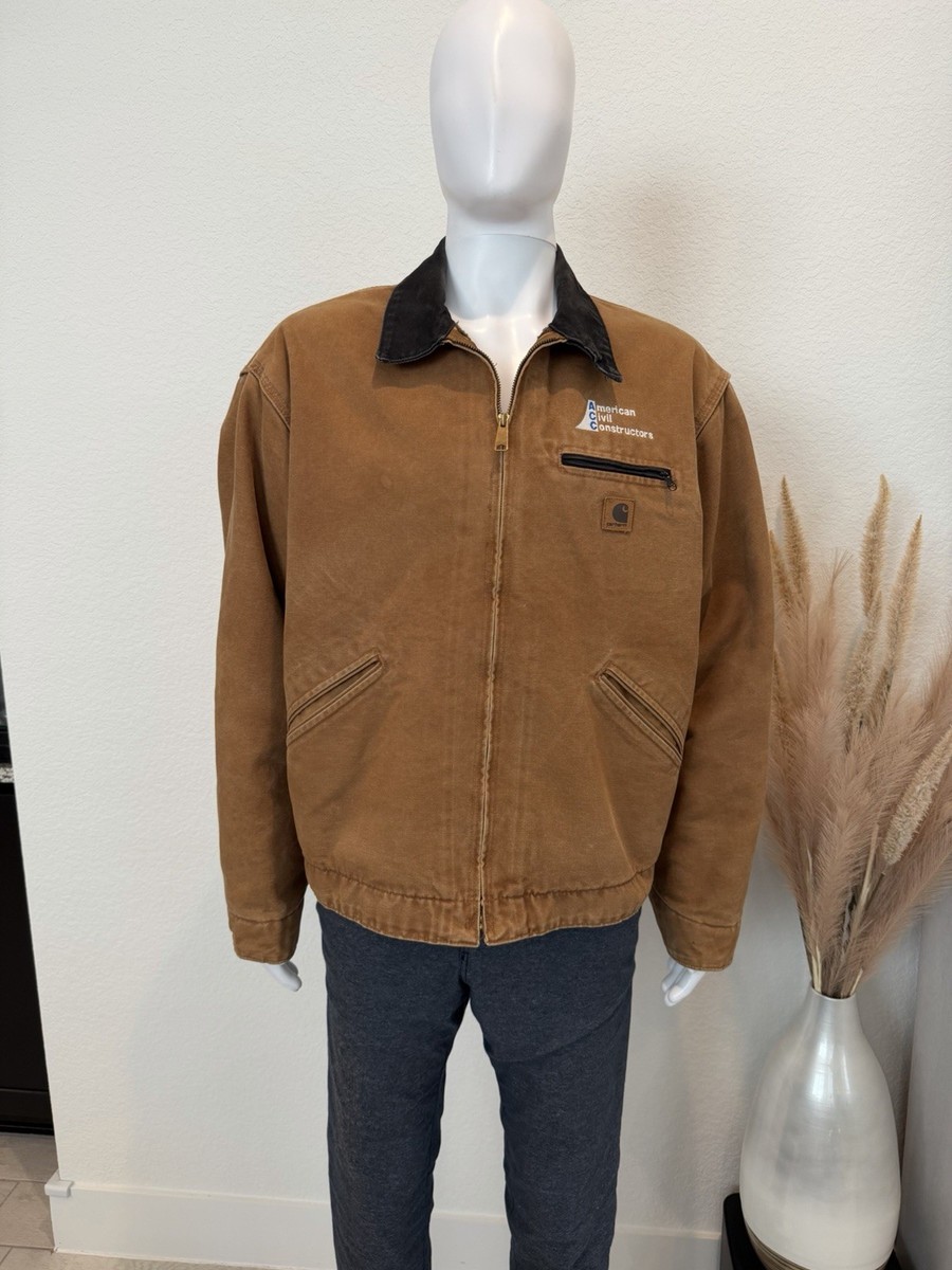 Carhartt Detroit Jacket J97 BRN Embroidered Brown Size 2XL | eBay