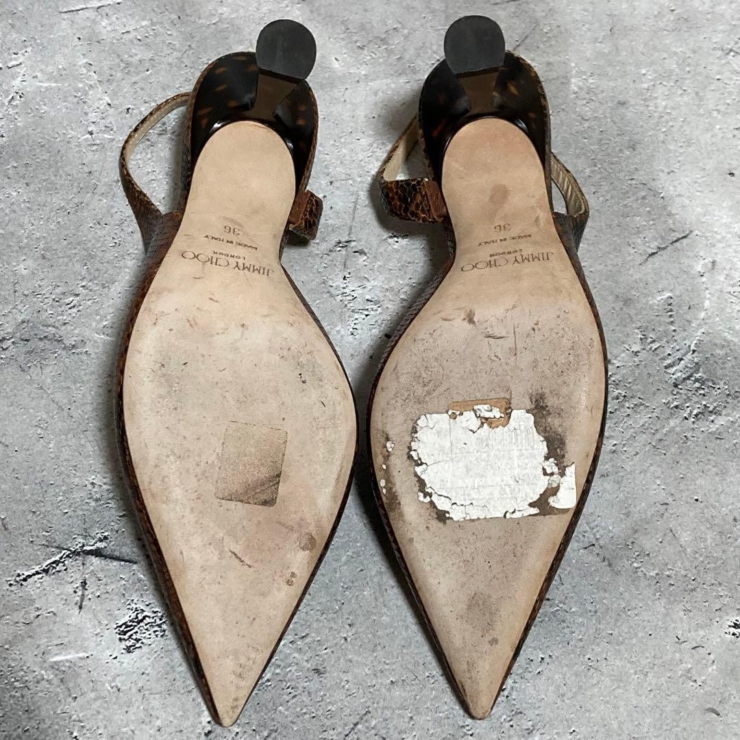 Jimmy Choo Python Mules Pointed Toe Heels Brown E… - image 9