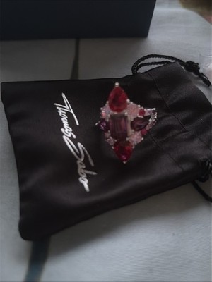 Thomas Sabo AG925 Silver Ring Cocktail Ring Pink/Purple Stone Size 54 RRP £270