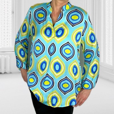 ITALY Bluse Tunika Langarm Damen Hemd Freizeitbluse Viskose Onesize
