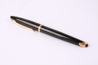 Waterman Carene Black Sea Fountain Pen 18K Solid Gold Nib Gold Trim France