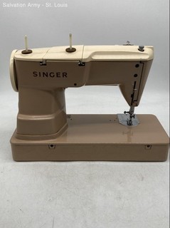 Singer 403A Slant O Matic Beige Brown Sewing Machine With Foot Pedal And Case