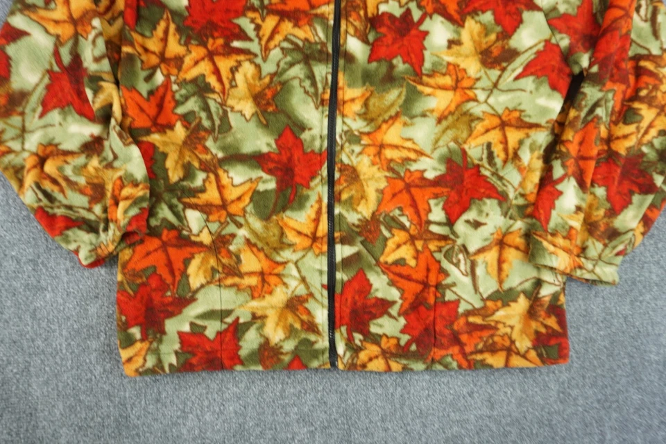 Black Mountain Jacket Women Large Green Red Orange Leaf Print Vintage Full Zip - Image 3 of 4