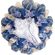 Coastal Seashell Wreath Handmade Deco Mesh
