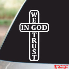 IN GOD WE TRUST CROSS Vinyl Decal Sticker Car Truck Window Wall Bumper JESUS