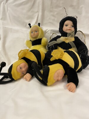 Anne Geddes Bumblebee Dolls, 2 Beanbag Dolls, and 1 Geppeddo Doll, 1 Toy Factory