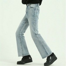 Men Bell Bottom Jeans Vintage 60s 70s Flared Denim Pants Slim Fit Trousers Retro
