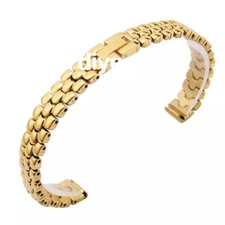 Women's Polished Bracelet 6 8 10 12 14 16mm Stainless Steel Watch Band Strap