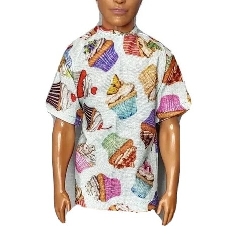 Short Sleeve Green Birthday Cupcake T-shirt Clothes Fits 12" Boy Fashion Doll
