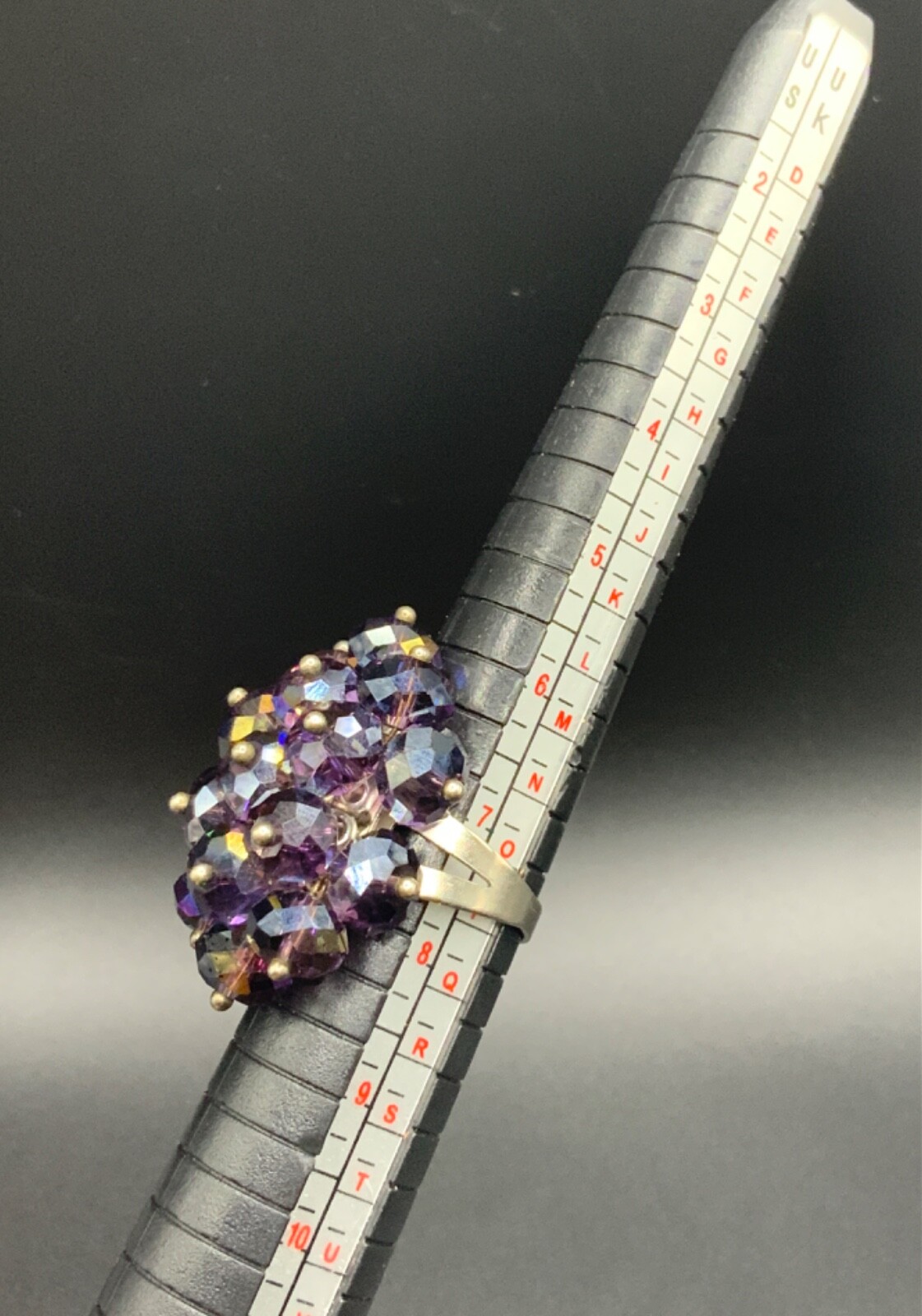 Cluster Ring adjustable Crystal Aura Amethyst shi… - image 6