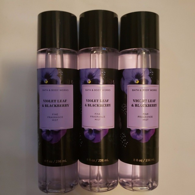 3 Bath & Body Works Violet Leaf & Blackberry Fine Fragrance Mist 8 fl