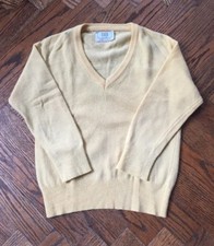 BENETTON 012 Kids Boys Yellow Long Sleeve Wool V Neck Sweater Size Small