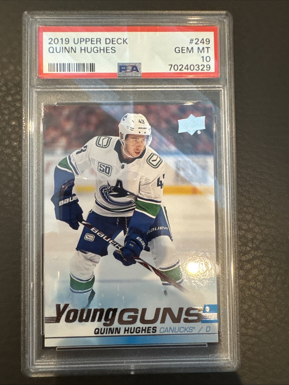 2019 Upper Deck Young Guns Quinn Hughes #249  PSA 10 GEM Rookie RC  Olympic Gold