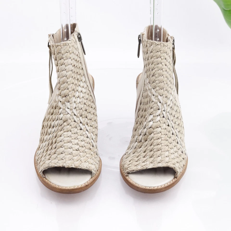 Sam Edelman Women's Cooper Sandal Size 8.5 Block Heel Bootie Gray Beige Woven - Image 4 of 4