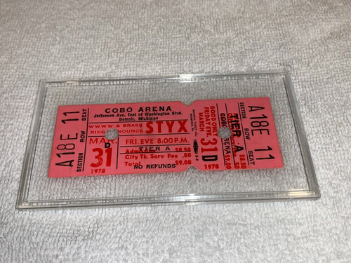 STYX Mahogany Rush 1977 UNUSED CONCERT TICKET COBO ARENA DETROIT USA