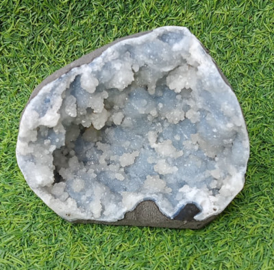 SCHÖNER APOPHYLLIT AUF BLAUEM CHALCEDON GEODE NATÜRLICHE MINERALIEN INDIEN #I...