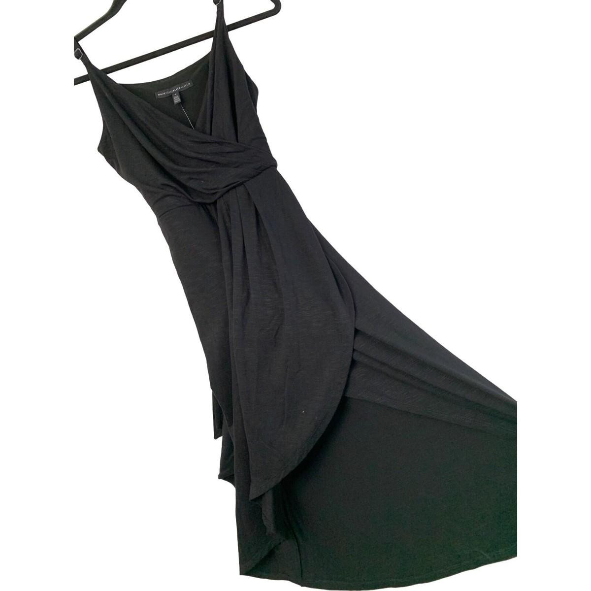 White House Black Market 2 XS Black Sleeveless Wrap Midi Dress