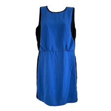 Ann Taylor LOFT Colorblock Shift Dress Blue Black Sleeveless Size 8
