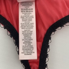 Agent Provocateur Nayeli Pink Black Silk Thong AP4 Large NWT