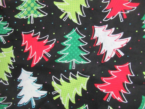 Christmas TREES ALLOVER Holiday Brother Sister Design Black multi 1 1/2 YdsX - Picture 2 of 6