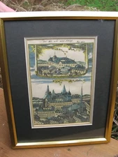 Das Alt und neue Schloß~Chateau Neue~Chasteau Vieux~ANTIQUE framed etching