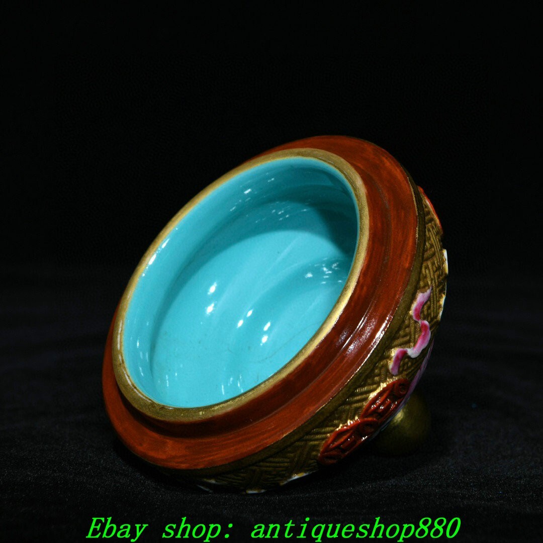 5.7''Qing Qianlong Famille Rose Porcelain Gold 8 Auspicious Symbol Crock Pot Jar