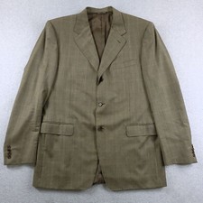 Canali Sport Coat Men 44 Long Green Checked Made in Italy Wool Super 120s Blazer