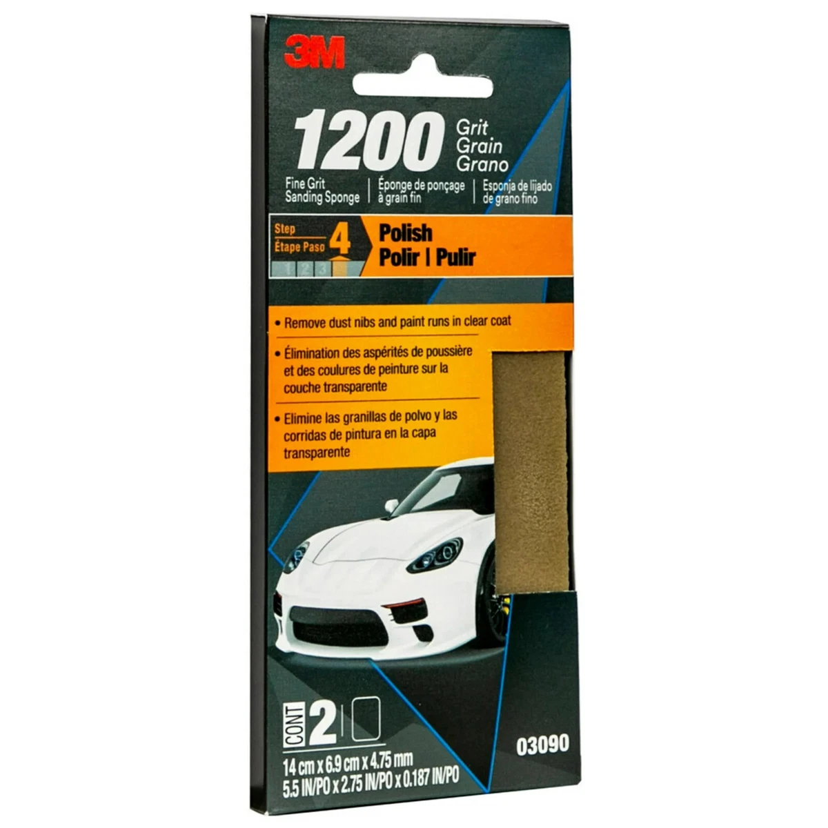 3M AUTO 1200 GRIT 2 FINE GRIT SANDING SPONGE 4 STEP POLISH