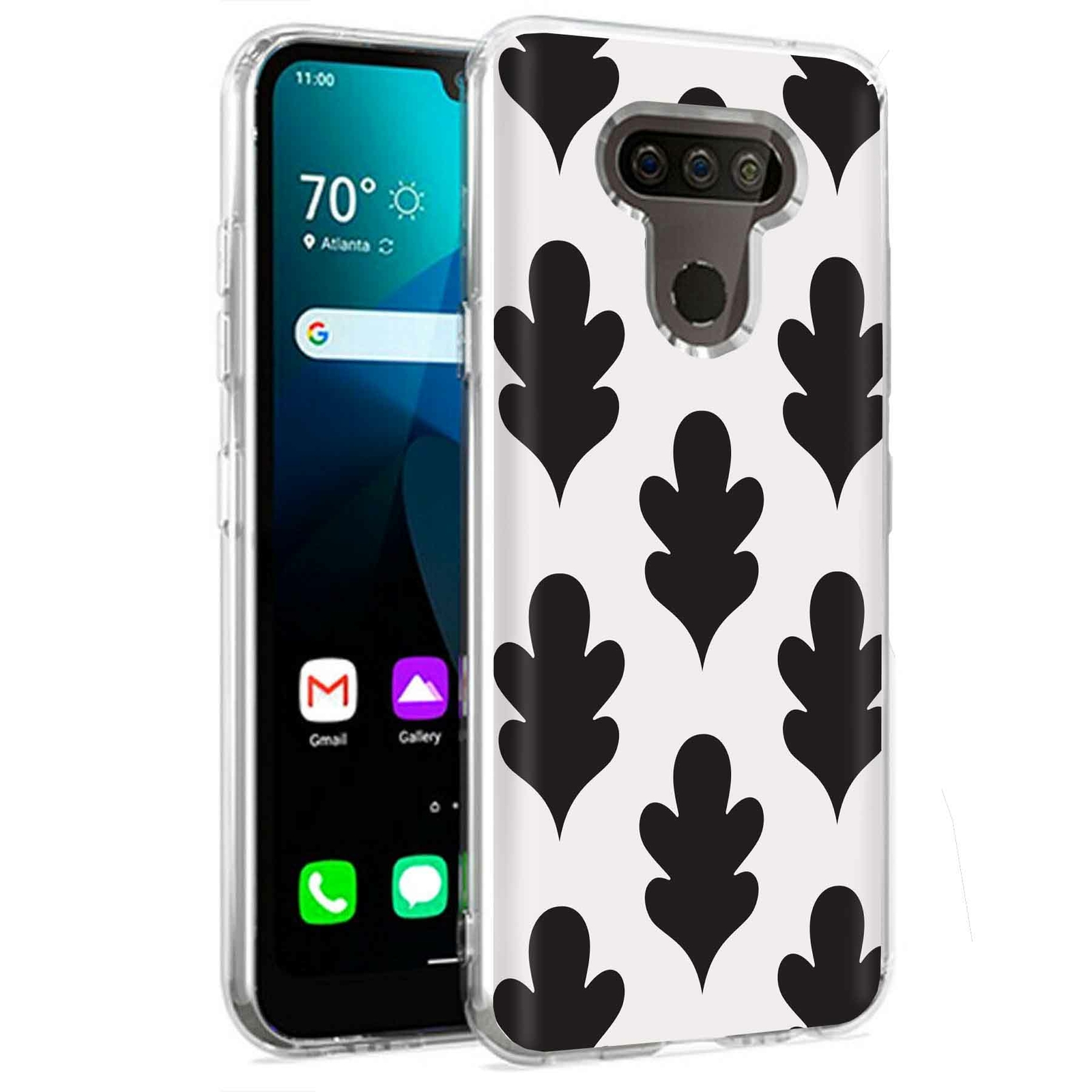 Phone Case for LG Harmony 4,Xpression Plus 3,K40S, Leaf Black White Print-image