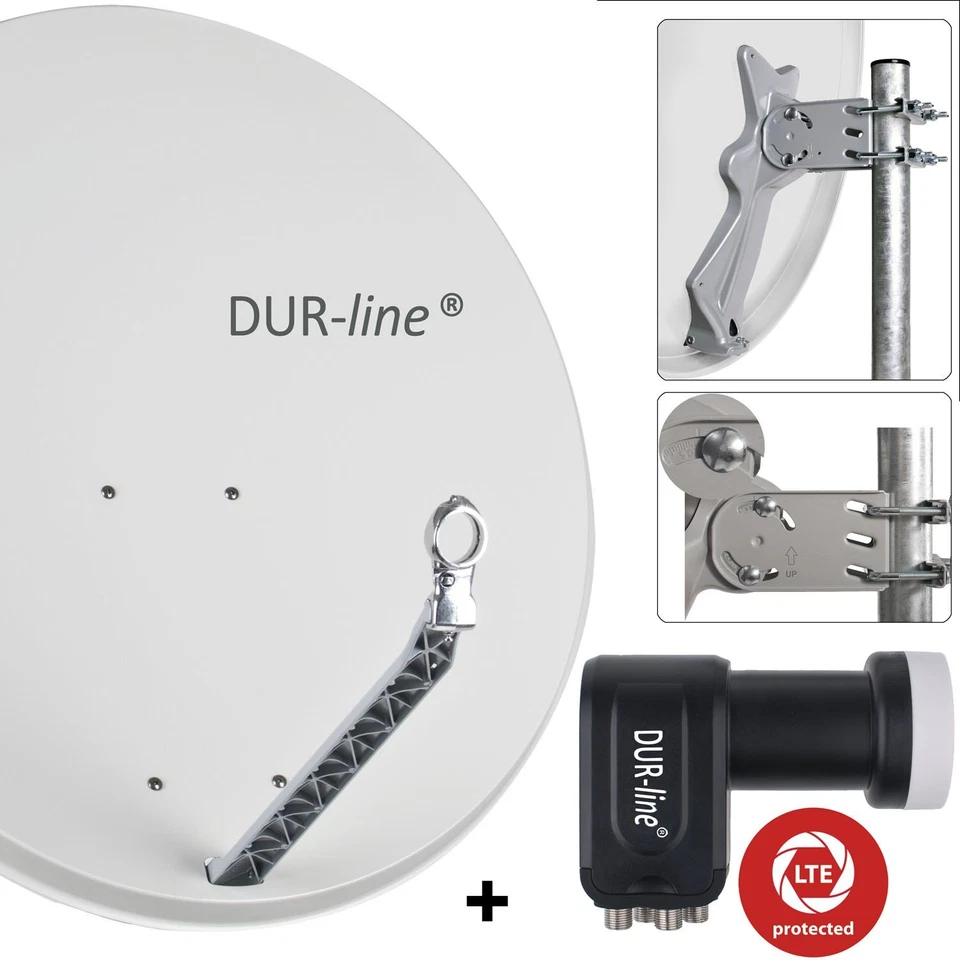 DUR-line 4 Utente Impianto Satellitare Select 85/90 Alu Satantenne Grigio Luce +