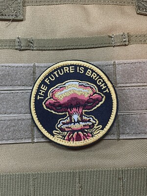 The Future is Bright Fallout Nuclear Bomb Mushroom Cloud Hook Loop Patch