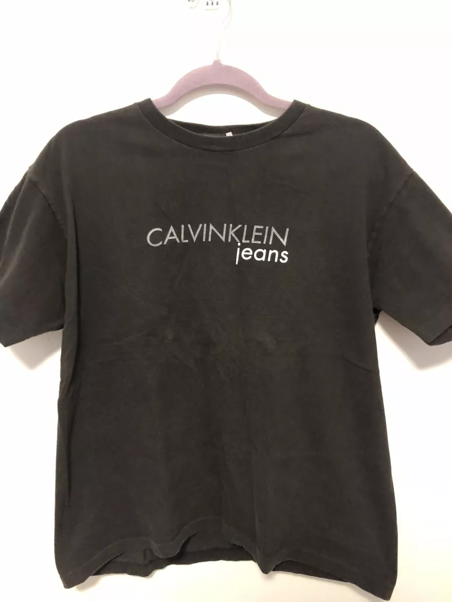 Vintage 90s Calvin Klein Jean T Shirt Mens S/M Faded Black Single Stitching  RARE