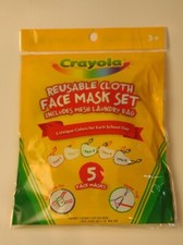 Crayola Reusable Cloth Face Mask Set Of 5 Plus Mesh Laundry Bag Children's 3