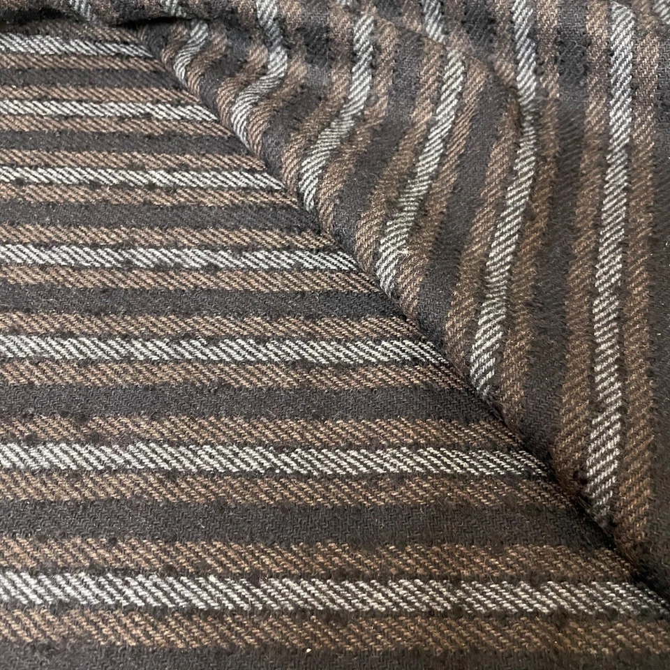 Fabric Lot 1 Yd 14 Ins 58 W Fall Suitings Gray Brown Black Herringbone Stripe - Image 4 of 4