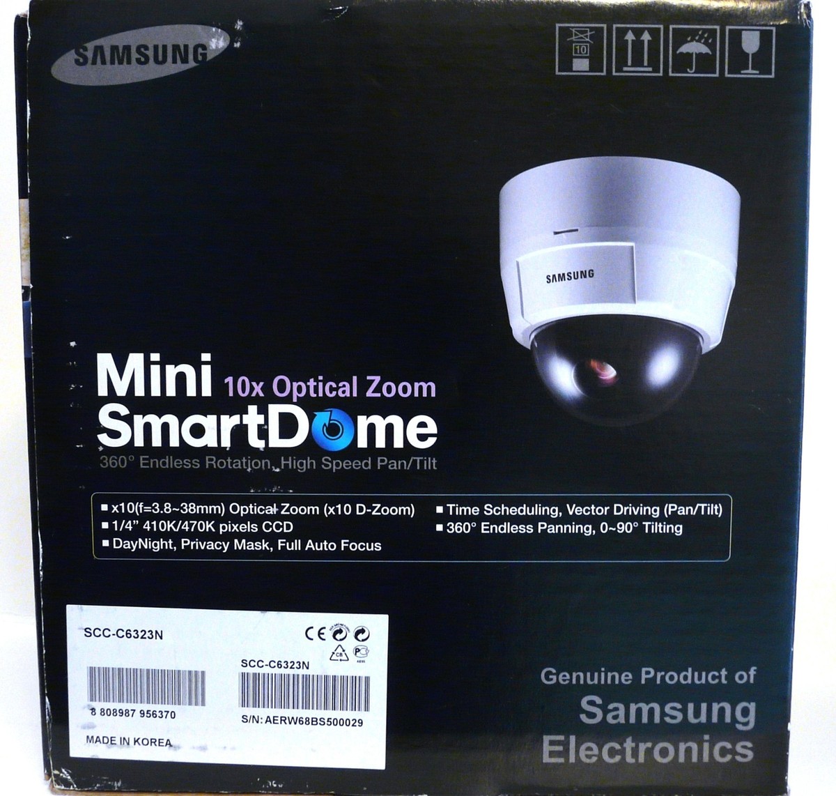 SAMSUNG Pan & Zoom 10X, Day & Night, 520TVL Mini Smartdome CCTV