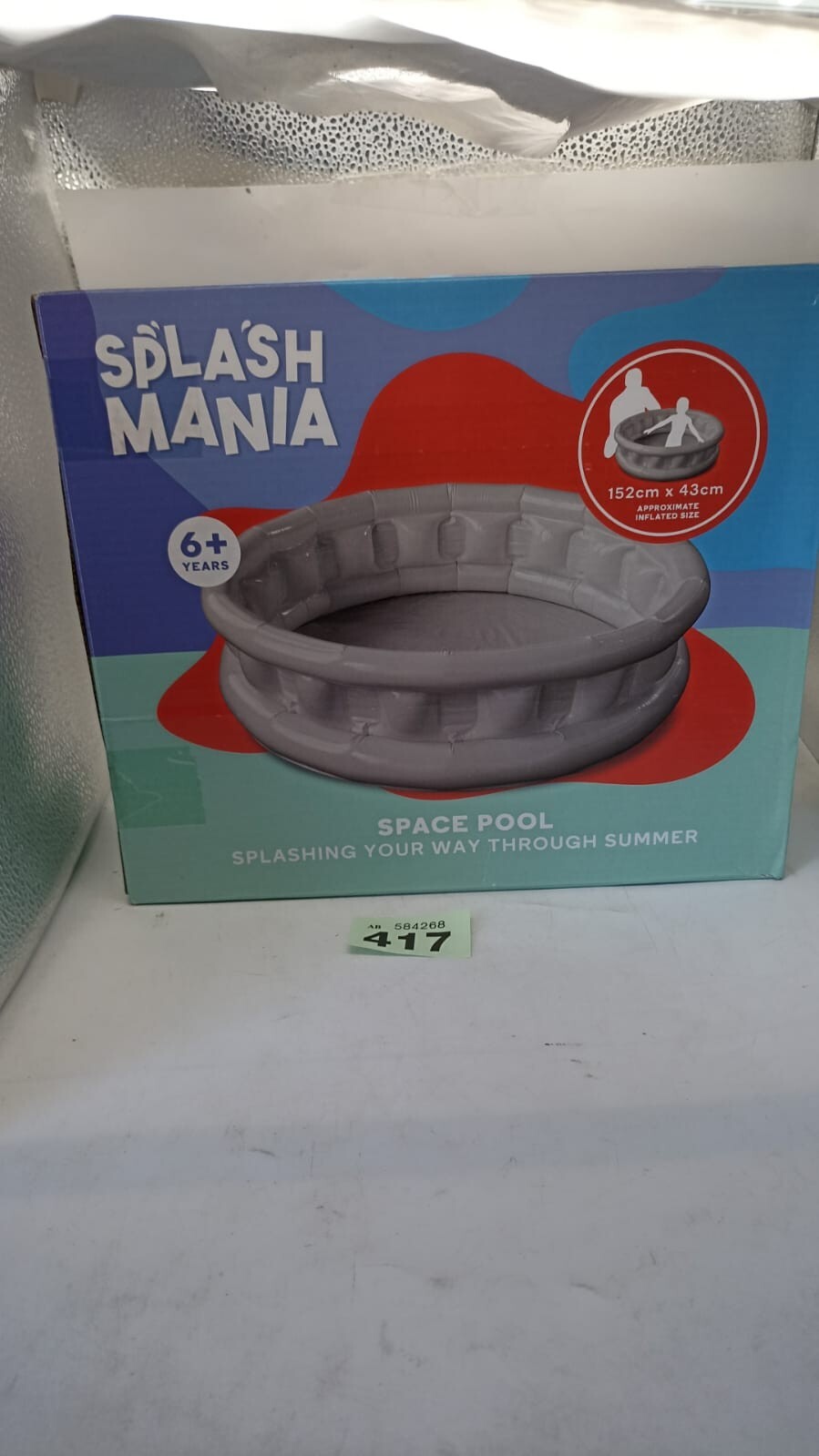 Splash Mania Espacio Piscina Inflable Remar 152cm x 43cm Gris Nuevo y Precintado