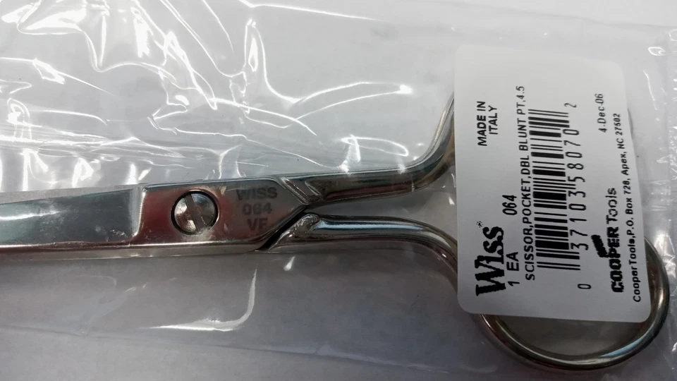 Wiss 064SP 4" Pocket Double Round Safety Point Scissors Italy - Image 2 of 2
