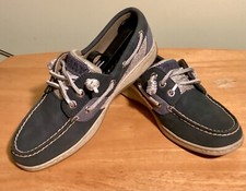 Sperry Women's Top-Sider Blue Koifish Textured Stripe Slip On Boat Shoe Size 5M