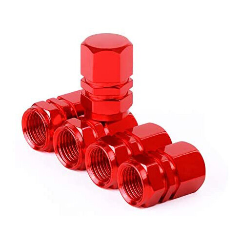 4 x RED Wheel Tyre Tire Valve Stems Air Dust Cover Screw Caps Car Truck Bike - Picture 2 of 12