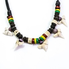 Multiple bull shark tooth necklace rasta jamaica hippy beach wear cool bam c195