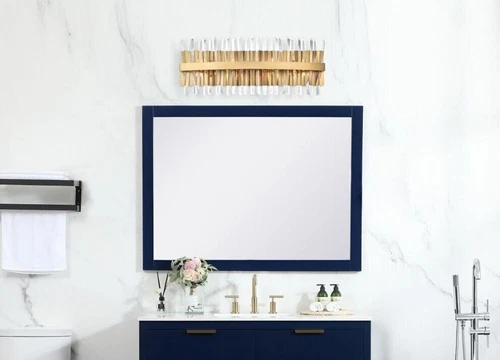 Satin Gold Bathroom Vanity Crystal Wall Sconce 8 Light Lighting Fixture 30" - Picture 2 of 7