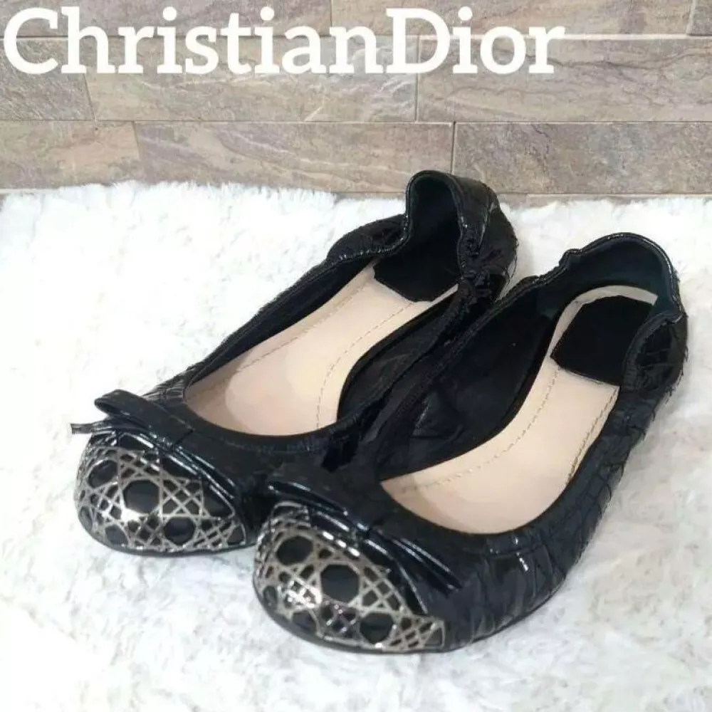 Chaussures plates Christian Dior broderie brevet cannage ruban EU 36 US 6 authentique