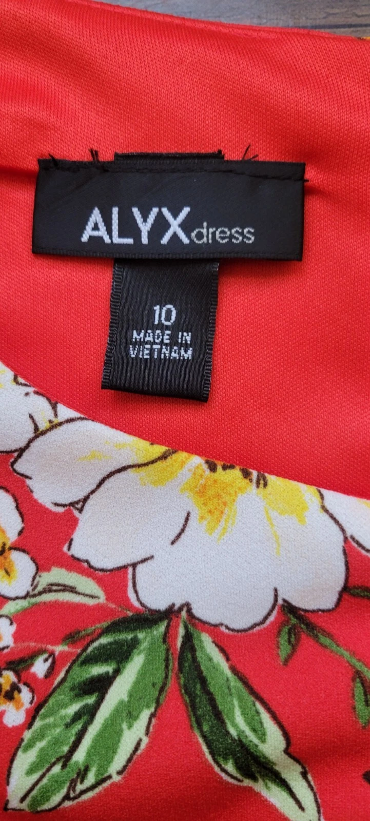 Abito donna Alyx rosso floreale elasticizzato zip posteriore taglia 10 nuovo con etichetta