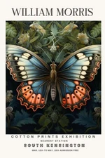 William Morris Butterfly Cotton Prints Exhibition Botanical Wall Poster