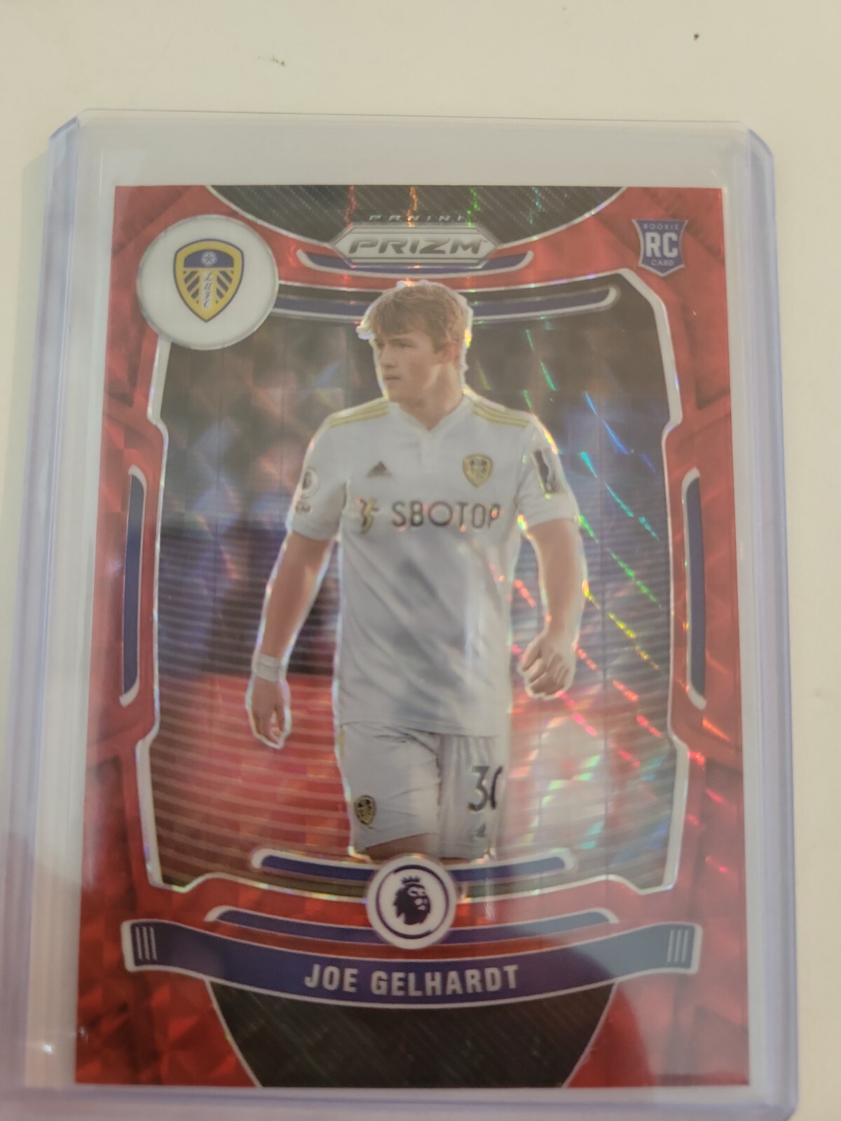 2021-22 PANINI PRIZM PREMIER LEAGUE JOE GELHARDT RED WAVE PRIZM RC LEEDS