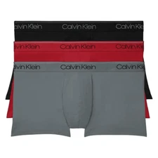 Calvin Klein Mens 3 Pack Microfiber Stretch Low Rise Trunks Black Convoy Color