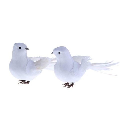 2Pcs Artificial Peace Doves Long Tail White Doves Simulation Figurine Home Decor - Picture 7 of 9