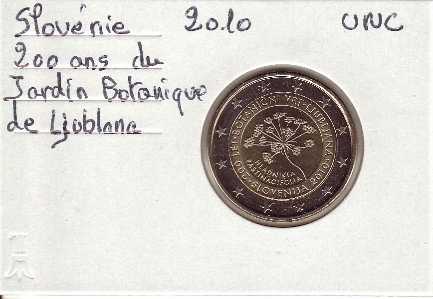 2 Euro SLOVENIE 2010 - JARDIN LJUBLJANA, 2 € Commémorative UNC sous étui carton
