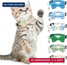 6 PCS Cat Collars with Bow Tie and Bell,Cat Collars Plaid  Breakaway, Adjustabl