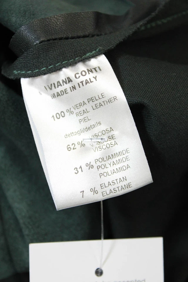 Liviana Conti Womens Leather V Neck Long Sleeves Dress Green Size EUR 42 - Image 4 of 4